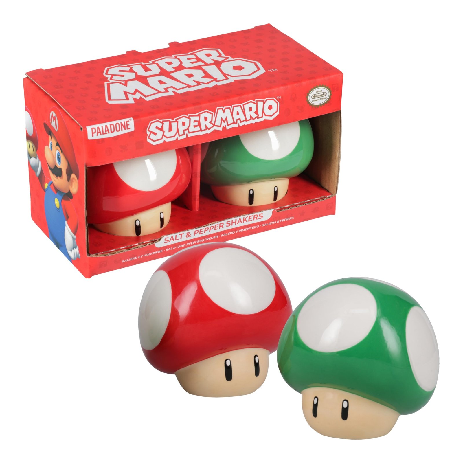 Super Mario Brothers - Juego de salero y pimentero de hongos con
