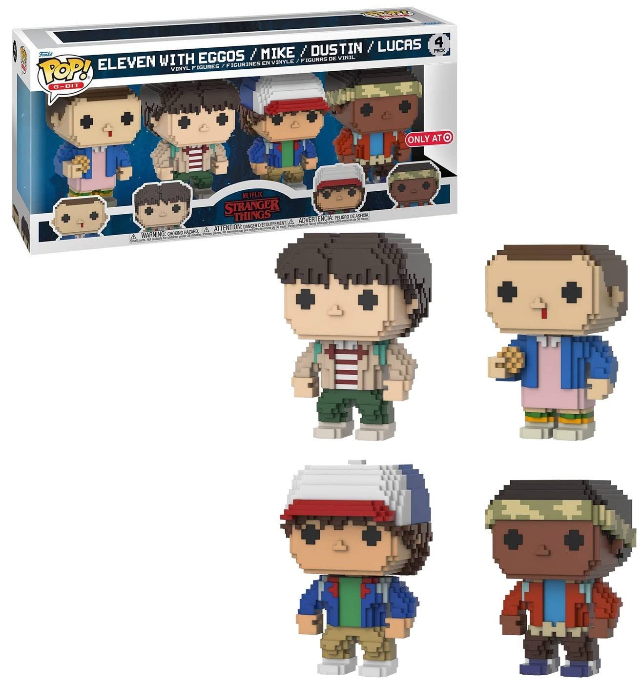 Funko Stranger Things Pop 8 Bit - 4 Pack Once, Mike/Dustin/Lucas